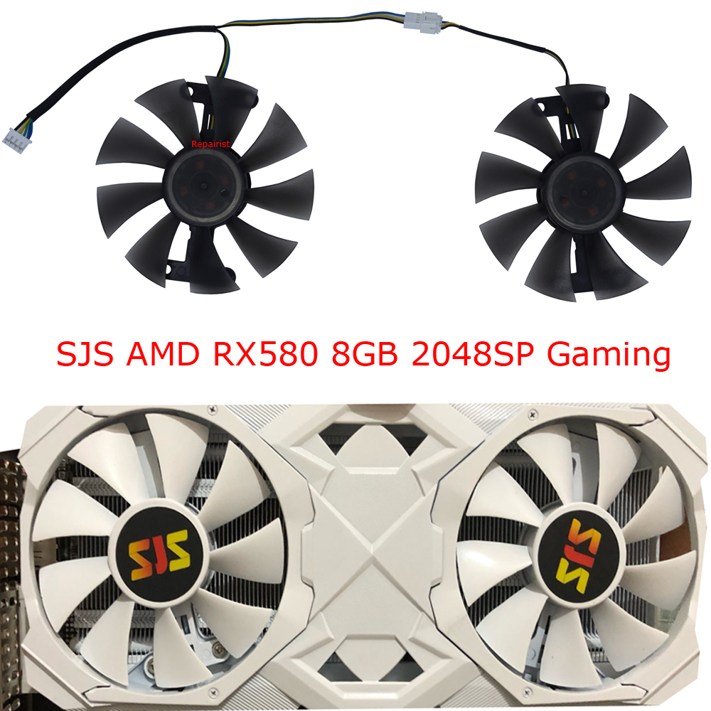 Rx 580 8Gb 2048Sp Gpu - 2ชิ้น/เซ็ตพัดลมการ์ดแสดงผล FL801512VB ตัวทำความเย็น GPU สำหรับ SJS