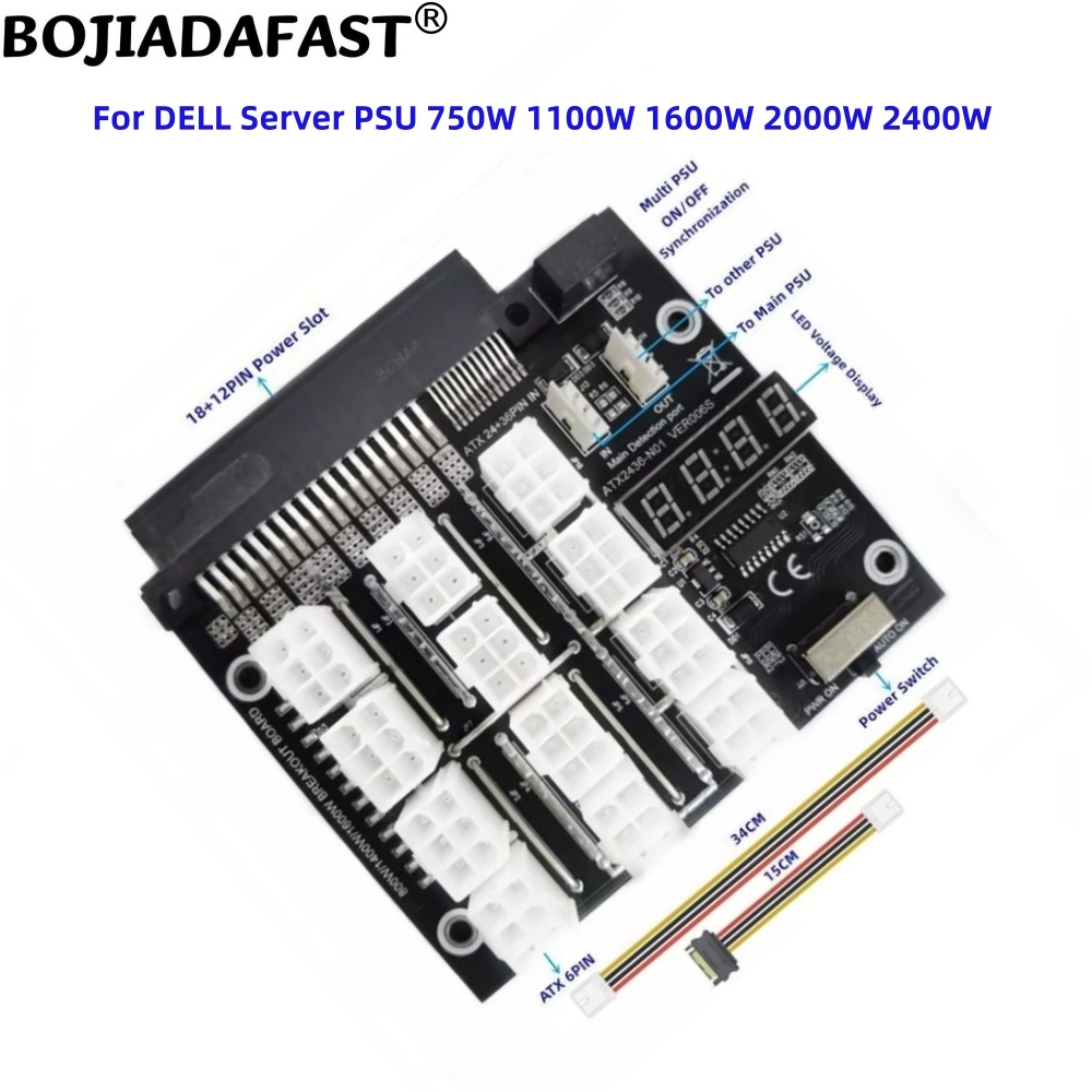 12 พอร์ต PCI-E 6 พินเชื่อมต่อเ - 2400W Server Psu Breakout Board บทวิจารณ์และราคา