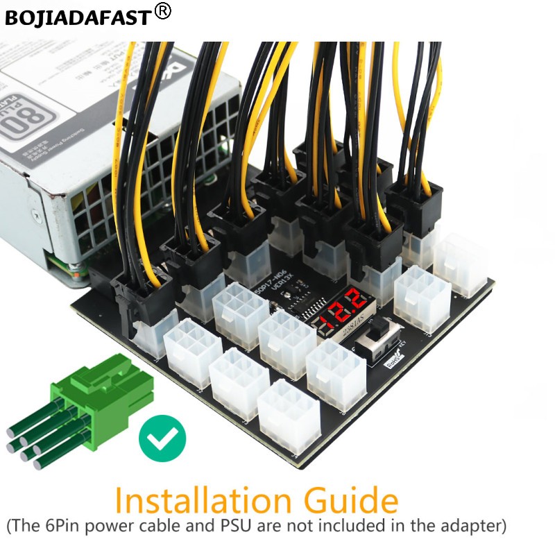 17 พอร์ต PCIe 6 พิน คอนเนคเตอร - 2400W Server Psu Breakout Board บทวิจารณ์และราคา