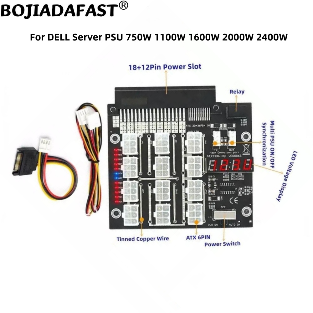 12 พอร์ต PCIe 6Pin Connector B - 2400W Server Psu Breakout Board บทวิจารณ์และราคา