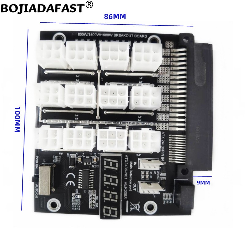 12 พอร์ต PCIe 6Pin Connector B - 2400W Server Psu Breakout Board บทวิจารณ์และราคา